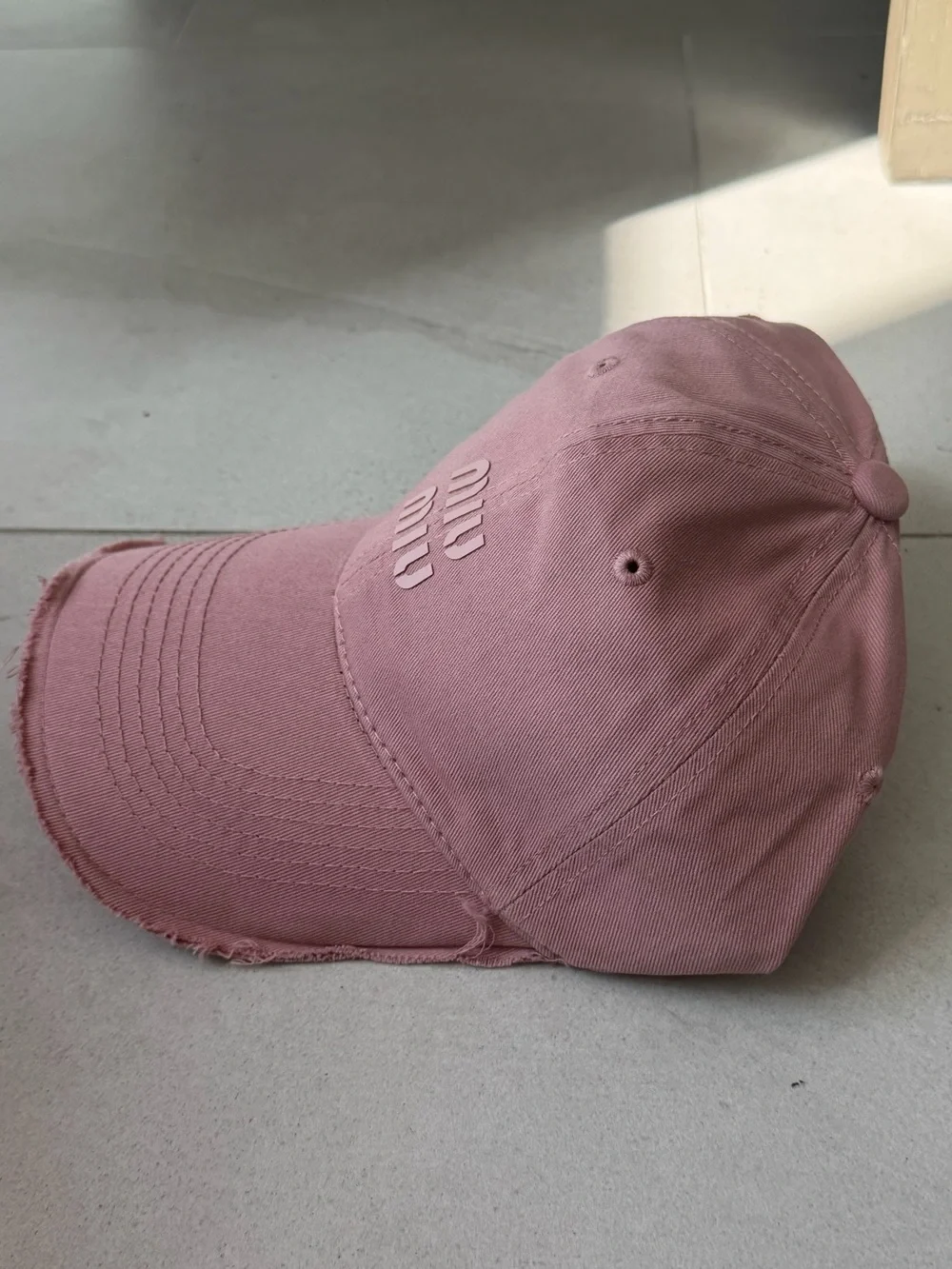Designer Pink Distressed Logo Baseball Cap Adjustable Cotton Hat NWT Luxury